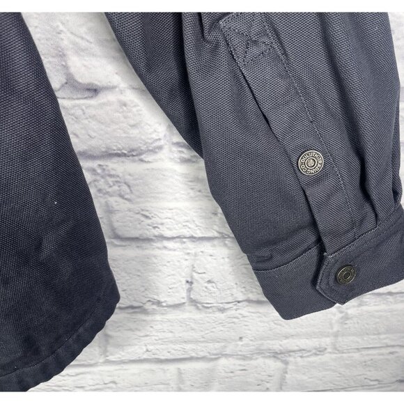 DULUTH TRADING CO Men's Blue Canvas Fleece Lined Snap Down Shirt Jacket 2XL - Picture 4 of 5